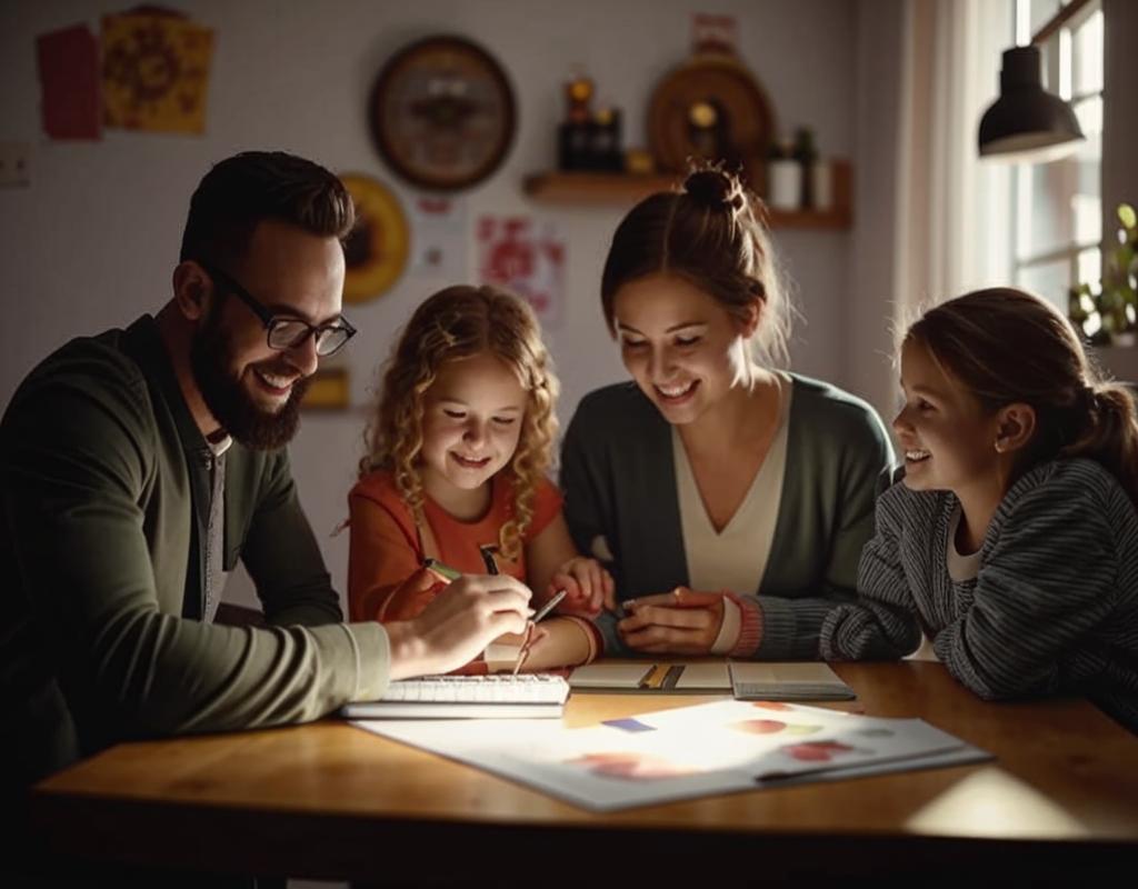 Familia planificando su futuro financiero